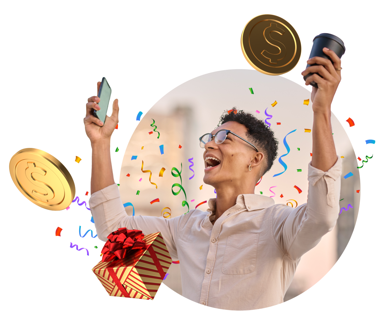 A Man Celebrating Daily Rewards